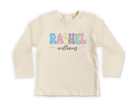 Custom Name With Daisies Baby Shirt, Floral Back to School Baby Bodysuit, Kindergarten Toddler Sweatshirt, Girl First Day Outfit Gift