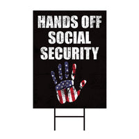 Hands Off Social Security Yard Sign - Resist Hate Lawn Sign, Anti-Trump Sign, Resist Racism, Resist Fascism Yard Sign with Metal H-Stake