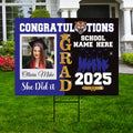 Personalized Graduation Yard Sign 2025 with Photo, Custom College Logo Sign, Class of 2025, Custom Graduation Yard Sign with Metal H-Stake