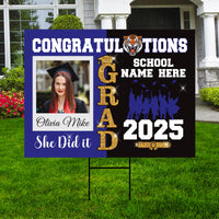 Personalized Graduation Yard Sign 2025 with Photo, Custom College Logo Sign, Class of 2025, Custom Graduation Yard Sign with Metal H-Stake