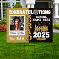 Personalized Graduation Yard Sign 2025 with Photo, Custom College Logo Sign, Class of 2025, Custom Graduation Yard Sign with Metal H-Stake