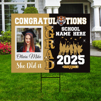 Personalized Graduation Yard Sign 2025 with Photo, Custom College Logo Sign, Class of 2025, Custom Graduation Yard Sign with Metal H-Stake