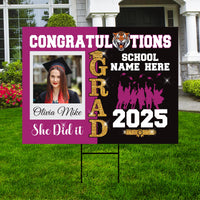 Personalized Graduation Yard Sign 2025 with Photo, Custom College Logo Sign, Class of 2025, Custom Graduation Yard Sign with Metal H-Stake