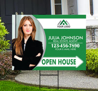 Personalized Real Estate Yard Sign - Coroplast Personalized Open House Yard Sign, Custom For Sale Realtor Lawn Sign with Metal H-Stake