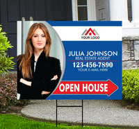 Personalized Real Estate Yard Sign - Coroplast Personalized Open House Yard Sign, Custom For Sale Realtor Lawn Sign with Metal H-Stake