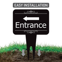 Entrance Yard Sign 10” x 14” - Rust-free Aluminum Directional Entrance Sign for Front Door, Arrow Enter Sign with Integrated Stake