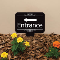 Entrance Yard Sign 10” x 14” - Rust-free Aluminum Directional Entrance Sign for Front Door, Arrow Enter Sign with Integrated Stake