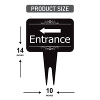 Entrance Yard Sign 10” x 14” - Rust-free Aluminum Directional Entrance Sign for Front Door, Arrow Enter Sign with Integrated Stake