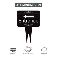 Entrance Yard Sign 10” x 14” - Rust-free Aluminum Directional Entrance Sign for Front Door, Arrow Enter Sign with Integrated Stake