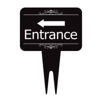 Entrance Yard Sign 10” x 14” - Rust-free Aluminum Directional Entrance Sign for Front Door, Arrow Enter Sign with Integrated Stake