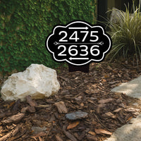 Custom House Numbers Yard Sign 10” x 14” - Rust-free Aluminum Directional Multiple Address Sign for Lawn, Arrows Sign with Integrated Stake