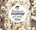 Thank You for Popping By Vinyl Labels, Graduation 2025 Favor Stickers, Custom Graduation Labels, Personalized Party Decor for Popcorn Bags
