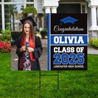 Personalized Graduation Yard Sign 2025 with Photo - Grad Sign, Class of 2025, Custom Graduation 2025 Yard Sign with Metal H-Stake