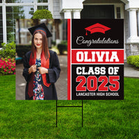 Personalized Graduation Yard Sign 2025 with Photo - Grad Sign, Class of 2025, Custom Graduation 2025 Yard Sign with Metal H-Stake