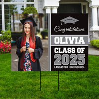 Personalized Graduation Yard Sign 2025 with Photo - Grad Sign, Class of 2025, Custom Graduation 2025 Yard Sign with Metal H-Stake
