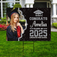 Personalized Graduation Yard Sign 2025 with Photo - Grad Sign, Class of 2025, Custom Graduation 2025 Yard Sign with Metal H-Stake