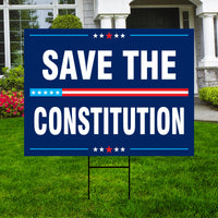 SAVE THE CONSTITUTION Yard Sign - Resist Hate Lawn Sign, Anti-Trump Sign, Statue of Liberty, Resist Fascism Yard Sign with Metal H-Stake