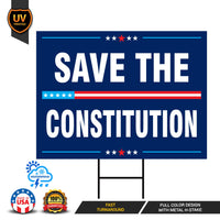 SAVE THE CONSTITUTION Yard Sign - Resist Hate Lawn Sign, Anti-Trump Sign, Statue of Liberty, Resist Fascism Yard Sign with Metal H-Stake