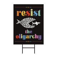 Resist the Oligarchy Yard Sign - Resist Hate Lawn Sign, Anti-Trump Sign, Statue of Liberty, Resist Fascism Yard Sign with Metal H-Stake
