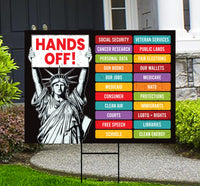 Hands Off Protest Yard Sign - Resist Hate Lawn Sign, Anti-Trump Sign, Resist Racism, Resist Fascism Yard Sign with Metal H-Stake