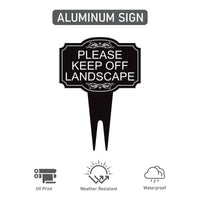 Please Keep Off Landscape Yard Sign 10” x 14” - Rust-free Aluminum Stay Off Grass Sign for Lawn, Outdoor Yard Sign with Integrated Stake