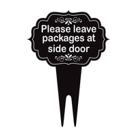 Please Leave Packages at Side Door Yard Sign 10” x 14” - Rust-free Aluminum. Package Delivery Outdoor Sign, Yard Sign with Integrated Stake