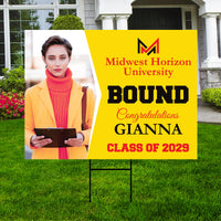 Personalized College Bound Yard Sign, College Logo Sign, Class of 2025 Custom Graduate College University Bound Yard Sign with Metal H-Stake