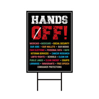 Hands Off Protest Yard Sign - Resist Hate Lawn Sign, Anti-Trump Sign, Resist Racism, Resist Fascism Yard Sign with Metal H-Stake