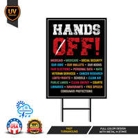 Hands Off Protest Yard Sign - Resist Hate Lawn Sign, Anti-Trump Sign, Resist Racism, Resist Fascism Yard Sign with Metal H-Stake