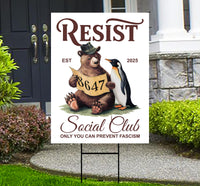 Bears Penguins RESIST Yard Sign - Resist Hate Lawn Sign, Anti-Trump Sign, Resist Racism, Resist Fascism Yard Sign with Metal H-Stake