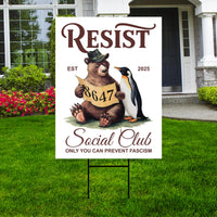 Bears Penguins RESIST Yard Sign - Resist Hate Lawn Sign, Anti-Trump Sign, Resist Racism, Resist Fascism Yard Sign with Metal H-Stake