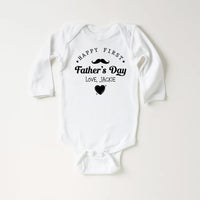 Happy First Father’s Day Onesie, Baby Bodysuit, Baby Shirt, Toddler Sweatshirt, Personalized First Fathers Day Outfit, Fathers Day Date Gift