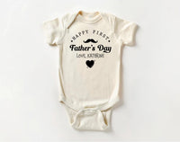 Happy First Father’s Day Onesie, Baby Bodysuit, Baby Shirt, Toddler Sweatshirt, Personalized First Fathers Day Outfit, Fathers Day Date Gift