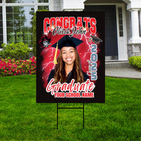 Personalized Graduation Yard Sign 2025 with Photo - Graduation Lawn Sign, Class of 2025, Custom Graduation 2025 Yard Sign with Metal H-Stake