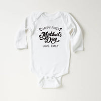 Happy First Mother’s Day Baby Shirt, Baby Bodysuit, Toddler Sweatshirt - Personalized Outfit with Mother’s Day Date, New Mom Baby Gift