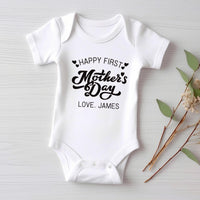 Happy First Mother’s Day Baby Shirt, Baby Bodysuit, Toddler Sweatshirt - Personalized Outfit with Mother’s Day Date, New Mom Baby Gift