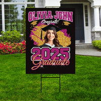 Personalized College Graduation Yard Sign 2025, College Logo Sign, Custom Graduate School College University Yard Sign with Metal H-Stake