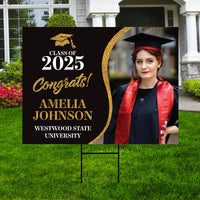 Personalized Graduation Yard Sign 2025 with Photo, Graduate Picture Sign, Class of 2025, Custom Graduation 2025 Yard Sign with Metal H-Stake