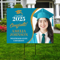 Personalized Graduation Yard Sign 2025 with Photo, Graduate Picture Sign, Class of 2025, Custom Graduation 2025 Yard Sign with Metal H-Stake