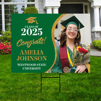 Personalized Graduation Yard Sign 2025 with Photo, Graduate Picture Sign, Class of 2025, Custom Graduation 2025 Yard Sign with Metal H-Stake