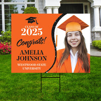 Personalized Graduation Yard Sign 2025 with Photo, Graduate Picture Sign, Class of 2025, Custom Graduation 2025 Yard Sign with Metal H-Stake