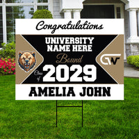Personalized College Bound Future Yard Sign, College Logo Sign, Custom Graduate College University Bound Future Yard Sign with Metal H-Stake