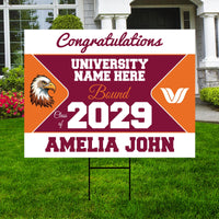 Personalized College Bound Future Yard Sign, College Logo Sign, Custom Graduate College University Bound Future Yard Sign with Metal H-Stake