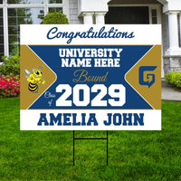 Personalized College Bound Future Yard Sign, College Logo Sign, Custom Graduate College University Bound Future Yard Sign with Metal H-Stake