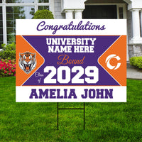 Personalized College Bound Future Yard Sign, College Logo Sign, Custom Graduate College University Bound Future Yard Sign with Metal H-Stake