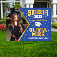 Personalized Graduation Yard Sign 2025 with Photo - Grad Sign, Class of 2025, Custom Graduation 2025 Yard Sign with Metal H-Stake