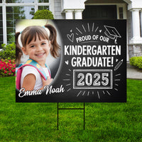 Personalized Kid Elementary Graduation 2025 Yard Sign with Photo, Preschool Sign, Class of 2025, Custom Grad Lawn Signage with Metal H-Stake