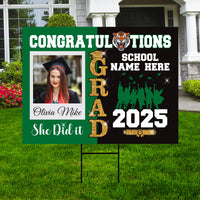 Personalized Graduation Yard Sign 2025 with Photo, Custom College Logo Sign, Class of 2025, Custom Graduation Yard Sign with Metal H-Stake