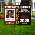Personalized Graduation Yard Sign 2025 with Photo, Custom College Logo Sign, Class of 2025, Custom Graduation Yard Sign with Metal H-Stake