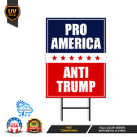 Pro-America Anti-Trump Yard Sign - Resist Hate Lawn Sign, Anti-Trump Sign, Resist Racism, Resist Fascism Yard Sign with Metal H-Stake